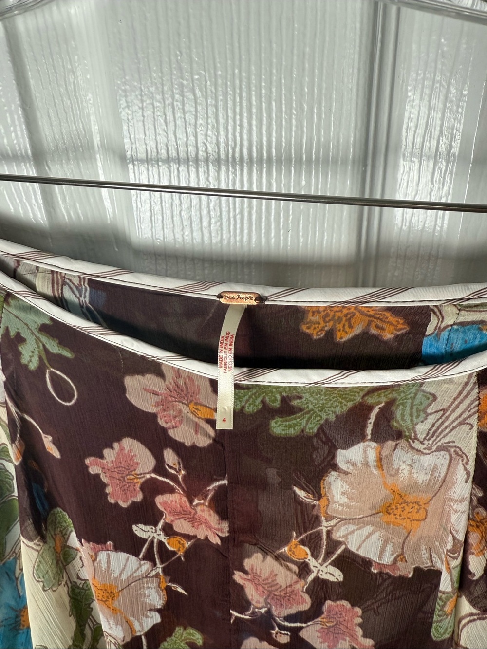 Free People Palermo Villa Chiffon Maxi Skirt in Chocolate Combo 4 - Picture 8 of 9